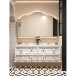 法式 古岩板缝陶瓷一体盆合浴室柜组卫生复间706无双盆洗脸台洗手