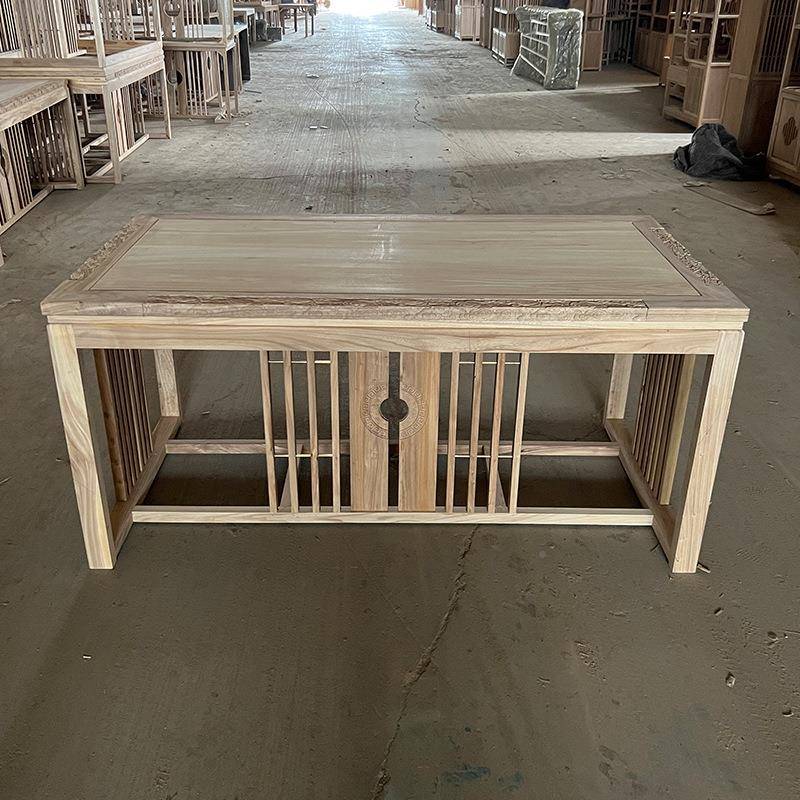 实木中式茶桌茶泡茶喝茶台桌画案白茬白原033胚老木榆木家具工厂