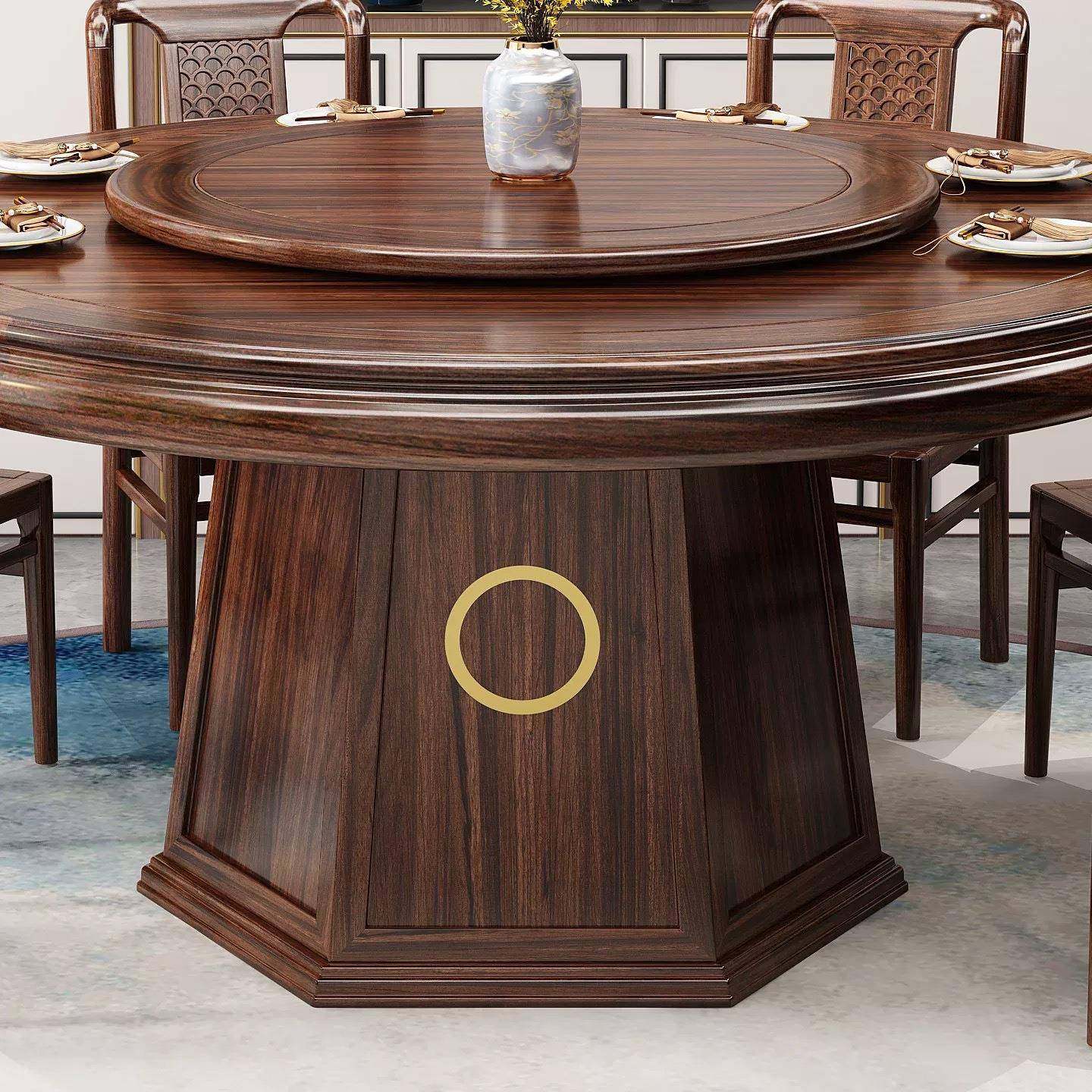 新式乌金木实木餐桌桌椅圆YS-0203组带转盘大小户型家用餐厅合高,商业/办公家具,餐桌椅系列,淘宝优惠券,粉丝福利购,淘宝优惠卷