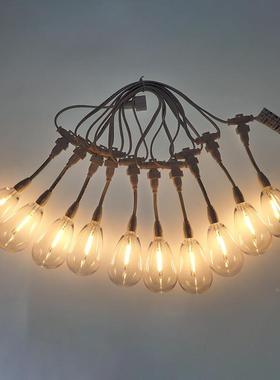 户外防IFW圣水高暖压L诞ED灯串S14光灯串透明塑胶复古庭院装饰灯