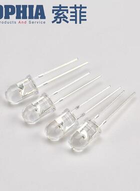 可定5m插式led灯珠白m发红色5mm圆头头f5红光蓝光白光直长/短脚圆