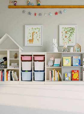 IL置可比熊儿童理收纳XOR柜书架整书柜实木落地家用玩具宝宝收纳