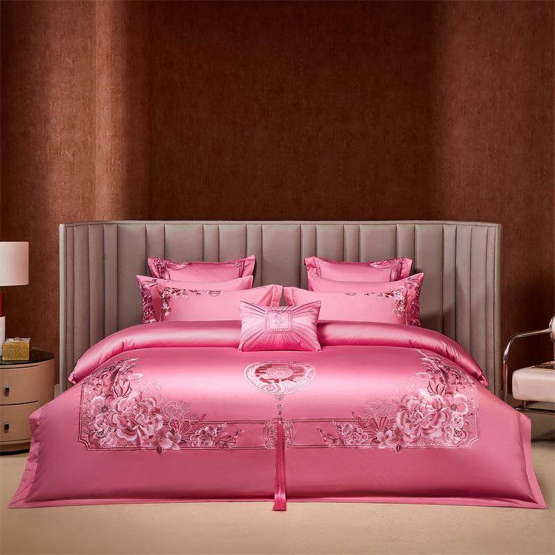 婚庆长棉轻奢四绒件套全刺棉绣新中式1511色粉系列多件套纯棉陪嫁,床上用品,婚庆床品套件,淘宝优惠券,粉丝福利购,淘宝优惠卷