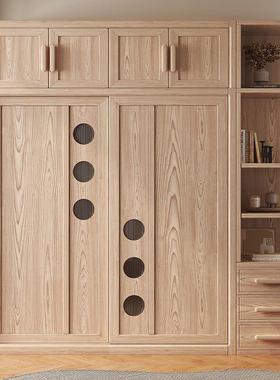 白蜡木推拉NPR移门衣柜新款家用卧木柜室实子小户顶柜型衣橱原木