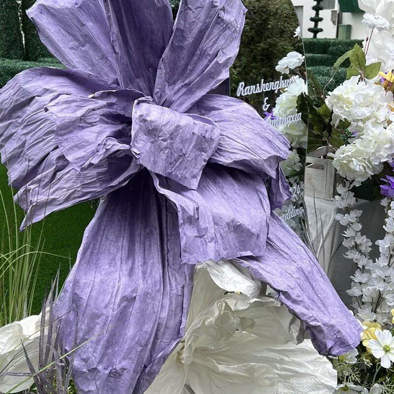 巨型纸艺紫色美塑花橱窗装饰背景手工纸花大型装饰婚庆婚礼成品