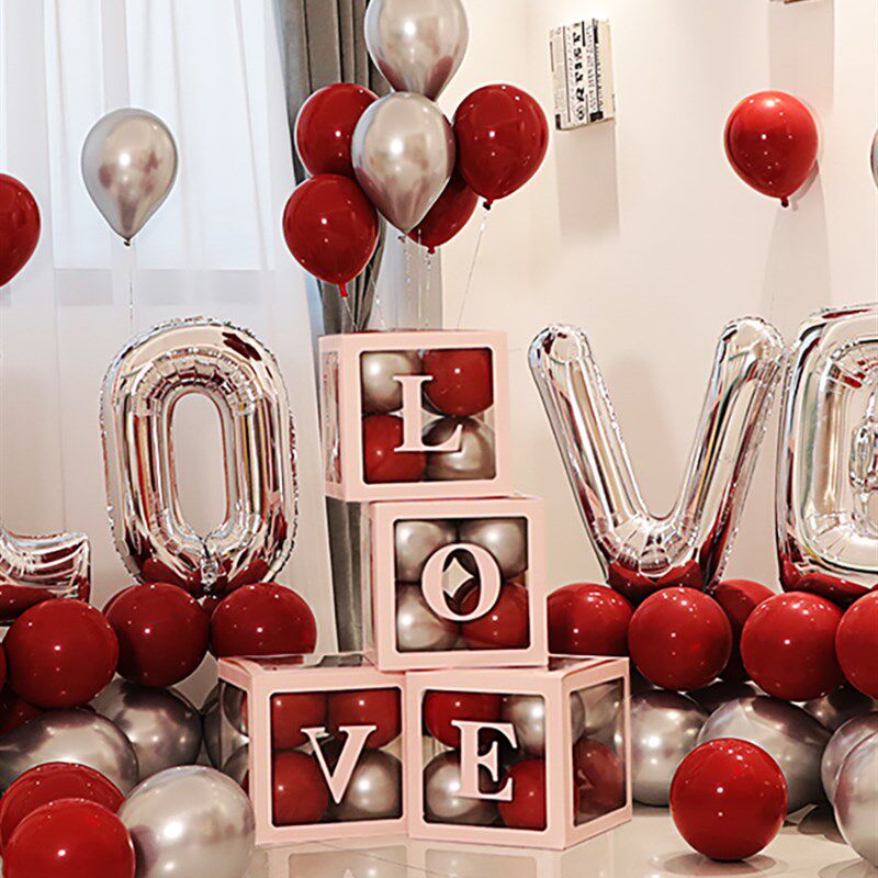 婚房布置套装结婚love字母铝膜气球透明盒子婚礼婚庆客厅装饰场景