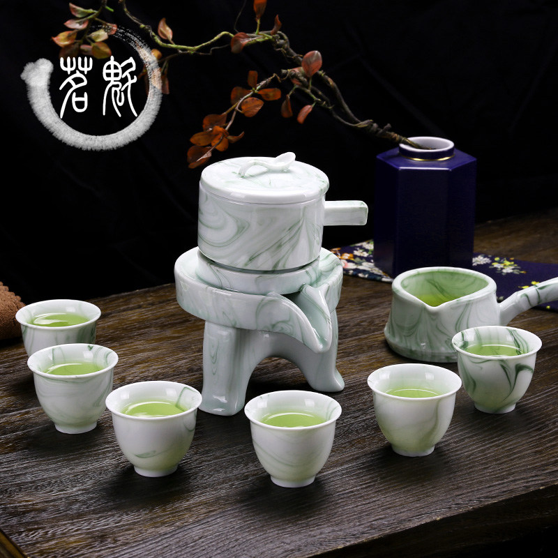 陶瓷茶具套装家用懒人泡茶半全自动出水石磨功夫冲茶器茶壶茶杯
