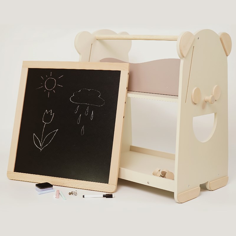 儿童小黑板写字板画板面支架式家用涂鸦无尘二合一书架绘本架XY