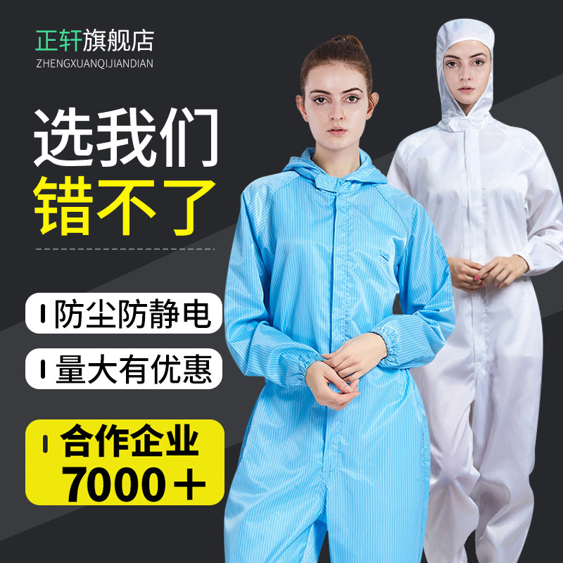 防静电无尘服洁净服连体服防尘工作服洁净车间连体衣净化服夏季款