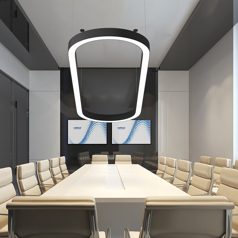 定制铝材办公室吊灯led圆角矩形吊灯前台会议室 跑道椭圆形造型灯
