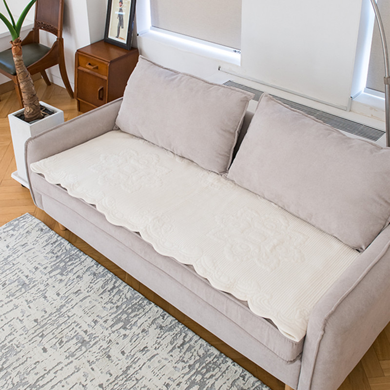 韩国进口沙发垫四季加厚毛绒欧式简约现代纯色靠背巾防滑坐垫套罩