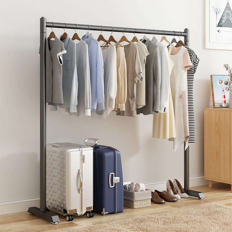 晾衣架落地室内折叠挂衣架子卧室衣架单杆式衣帽架家用简易挂衣架