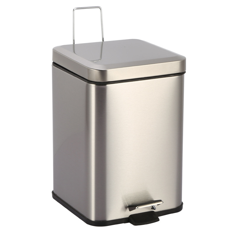 脚踏式不锈钢垃圾桶正方形垃圾筒家用卫生间创意有盖L彩色脚踩
