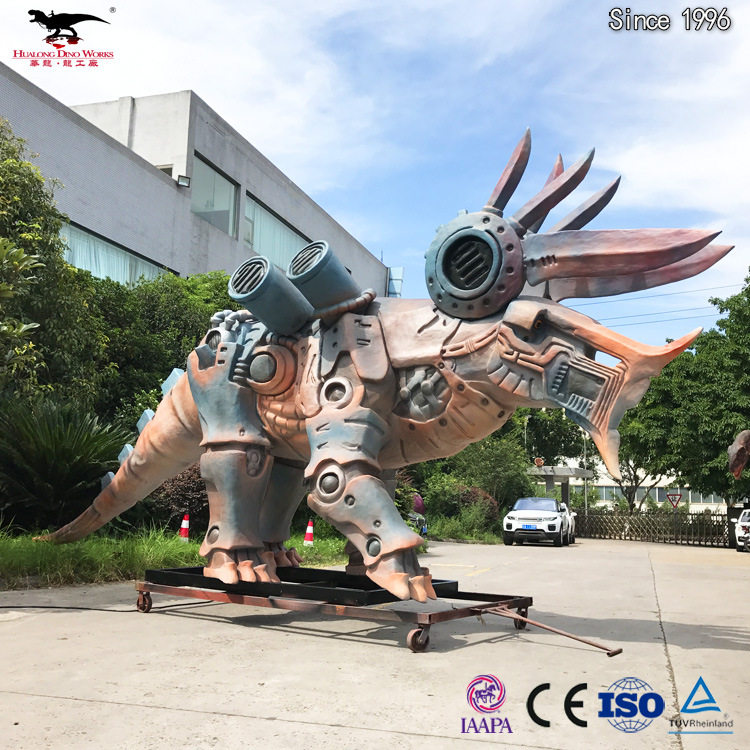 博物馆主题乐园引流打卡装饰 仿真恐龙模型玩具电动机械三角龙