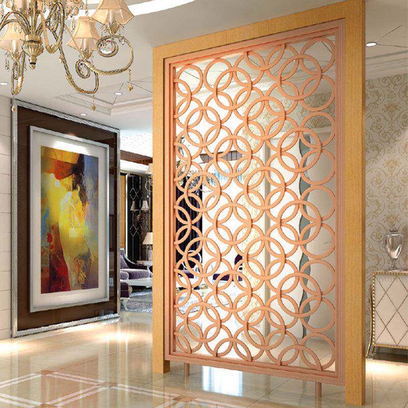 PF1空冠柏玄关屏隔断中式镂花客厅古典欧式雕玫瑰金不锈钢风室内