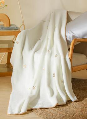 韩式红宝樱桃四婴儿绒盖毯双LK202412面宝绒休毛毯季午毯办公室沙