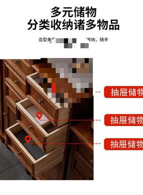 美式斗柜QYR子复古物柜抽屉式储门实木卧收纳窄柜夹缝置物柜室边