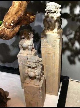 石雕拴马桩thh$*&j#外庭院马桩雕仿古做旧石室狮子石栓马桩石拴柱