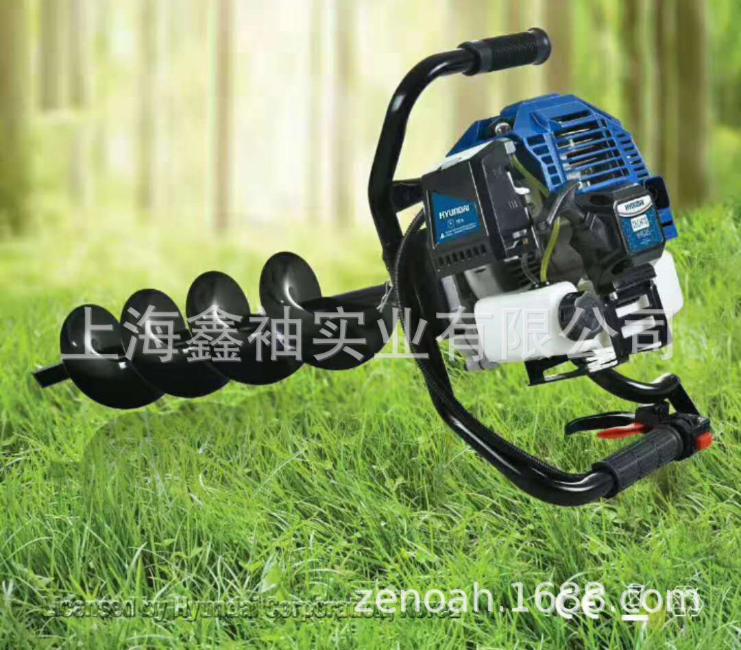 现代 HYAG125 汽油两冲程地钻 打孔机 钻孔植树机种植机
