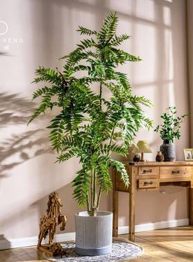 大仿PC-98566香椿树假绿植盆栽摆件客仿生假树真植物室内厅玄关造