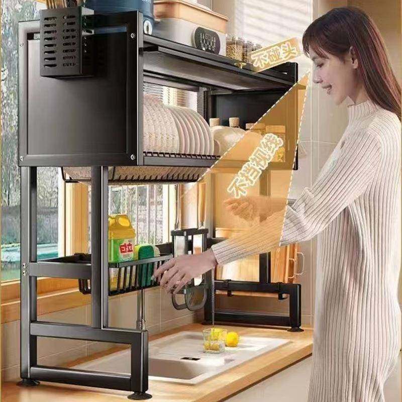 厨房水沥水池架双层洗水槽沥水碗台防尘架子餐具收纳置物架筷槽子