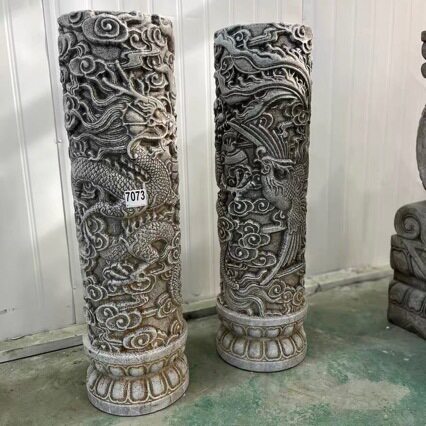 仿古中式汉白玉石雕须弥座柱墩