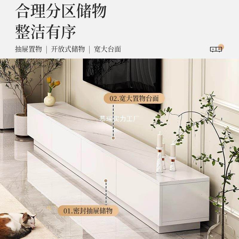视柜奶风客厅景落TBT地电法式白色电视墙柜小户型卧室油简约电视