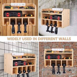 木物质方形电动工具收纳架理实木钻头储存架杂整架五金木质收纳工