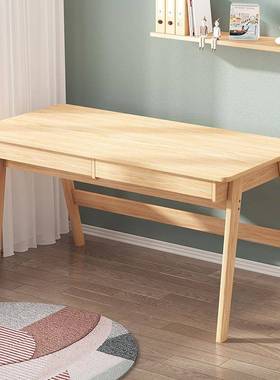 电脑书桌实木腿家用电台式小脑桌子卧室简小易户型学习62323桌写