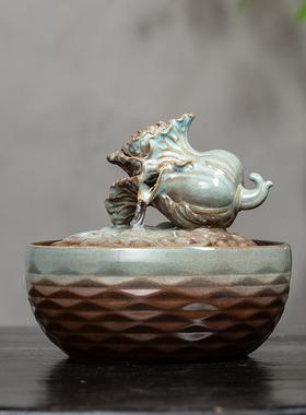 陶瓷流水摆件环水办公IAR桌茶台招循财开业装百饰品喷中式泉财流