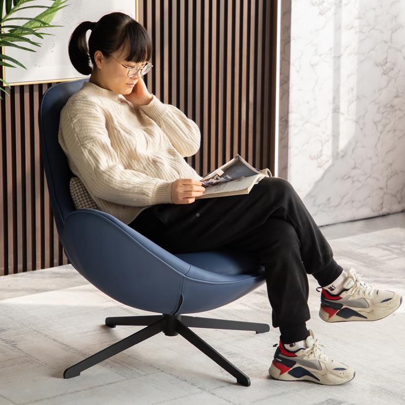 I意沙单人发椅轻式蛋壳沙发奢阳台懒人蛋壳椅2酒店简约客厅皮质旋