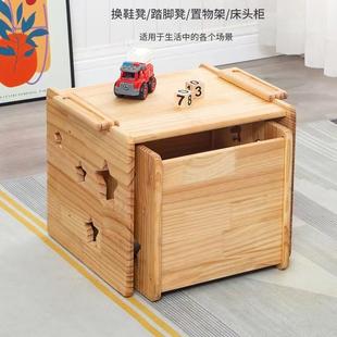 儿童实木椅桌桌面置物学生桌多功能餐桌成SUM长椅幼儿具积架木桌