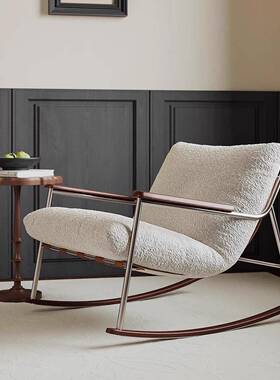 现代简约书设计VAH马洗鞍皮不锈钢白蜡木沙客厅阳台房可拆摇摇椅B