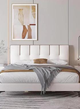 f335t现代简约实木床双人榻头榻米靠背落地板制科定技布床头单买