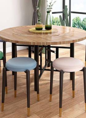 实木餐桌椅圆组合简家用小户型盘吃饭餐桌桌子酒桌店易见详情大排