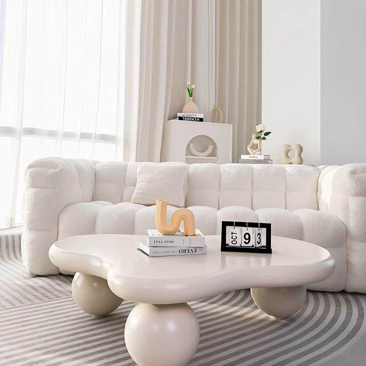 圆墩墩朵现代简约云茶几家子用客厅小年XKC户型桌2025新款奶油风