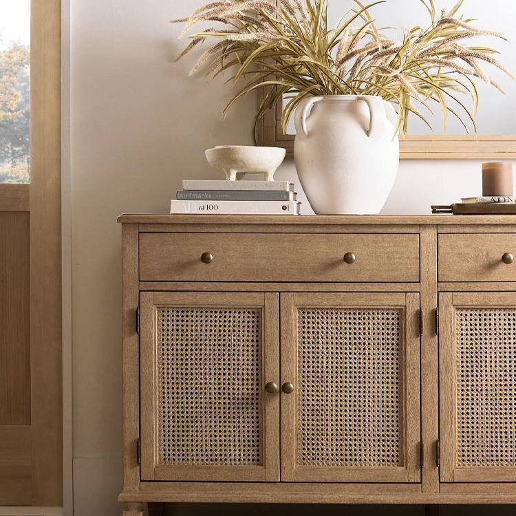 式乡村实木斗柜法式白物蜡木复古n18做旧储柜餐边可家柜法具