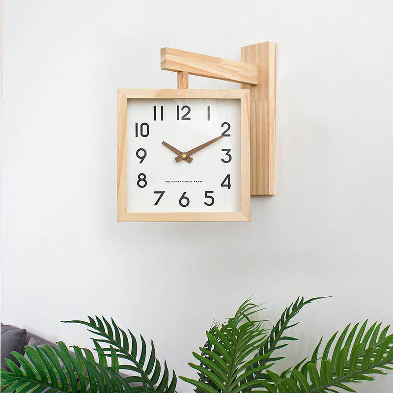 简双约中式面挂PCL钟客厅大号两面创时钟静意音式日田园实木石英