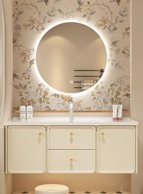 K543浴8奶油法式室盆柜组合陶瓷一体洗手脸盆柜卫风生间洗漱台现