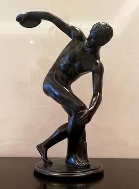 铁饼掷者欧洲男人29518塑件美式书摆房办雕公软装运动员摆设家居