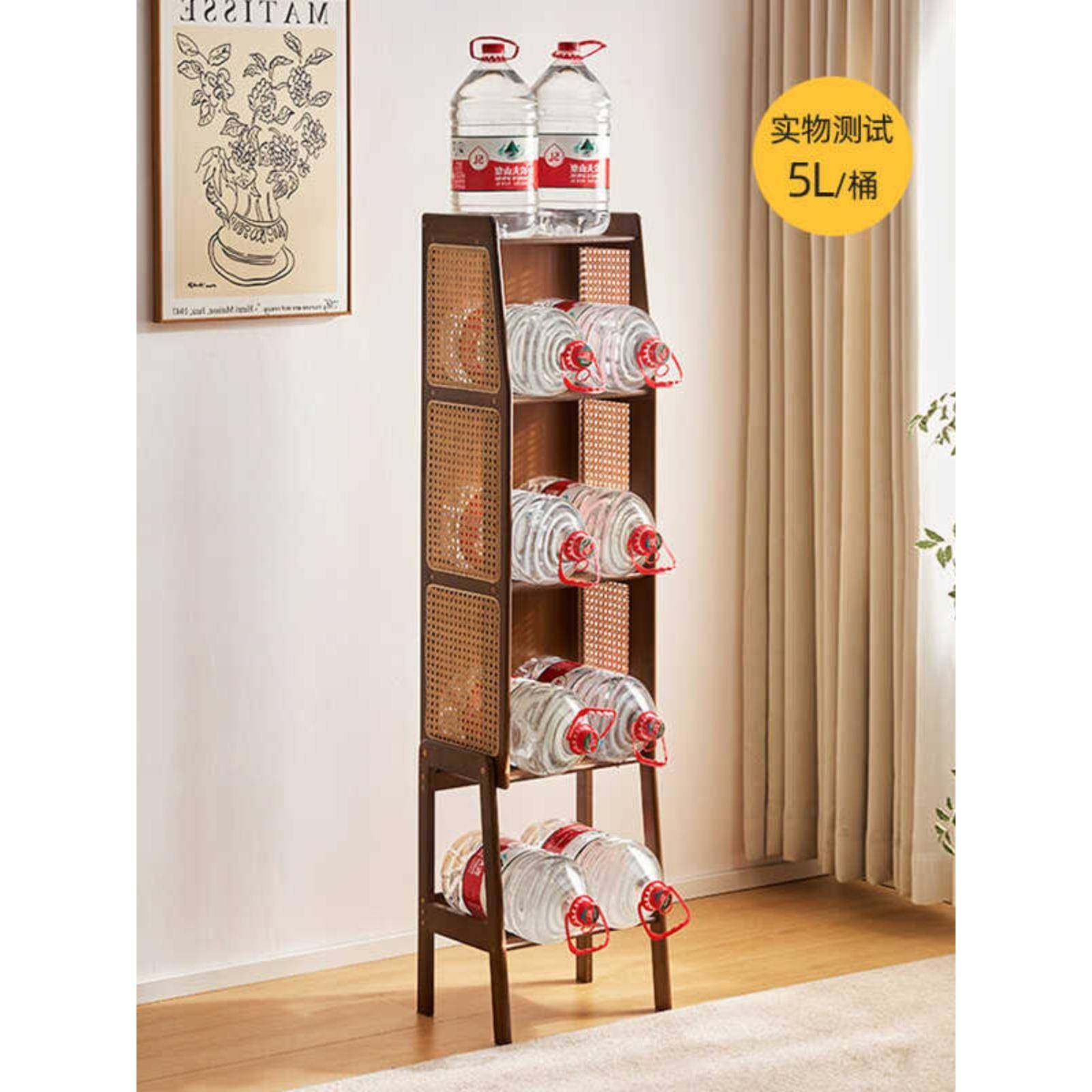 A10客L用落地儿童书柜厅电视边柜多层NZTBKLSS简易置物架藤编储柜