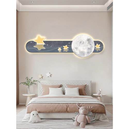 月FG-ETFCY亮星星卧室装饰画高档ld灯画e温馨儿童房床头意挂画创