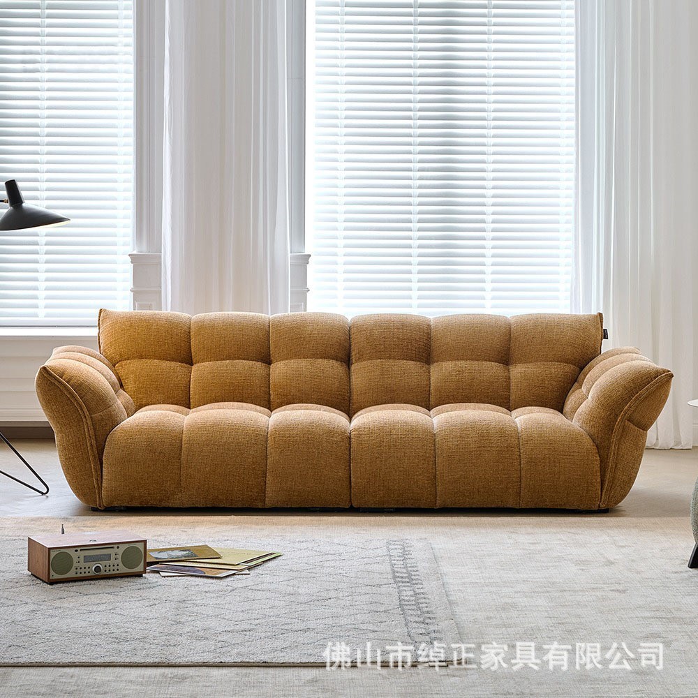 法式复古黄花瓣布艺沙发小户型