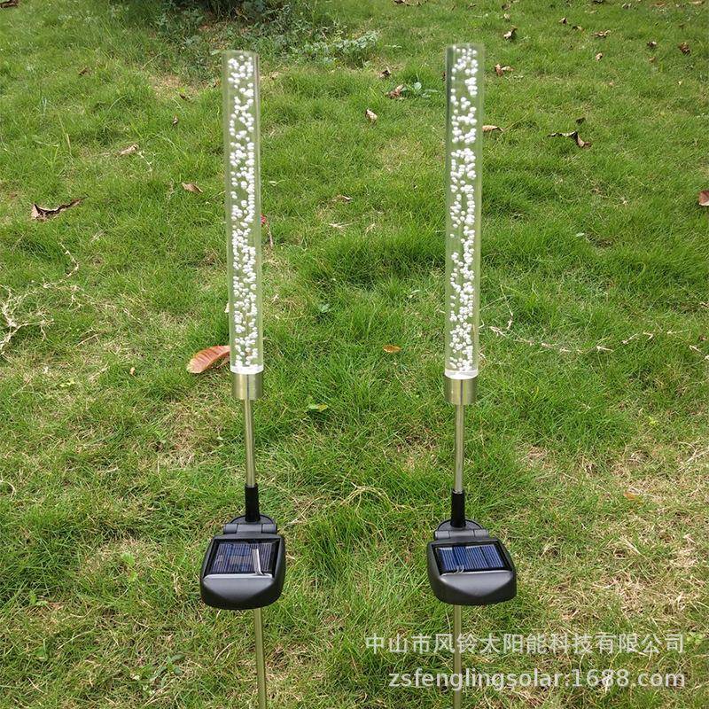 品坪地插灯太阳能气fl-dc泡棒新2支装彩色LE灯D气泡花园草庭院灯