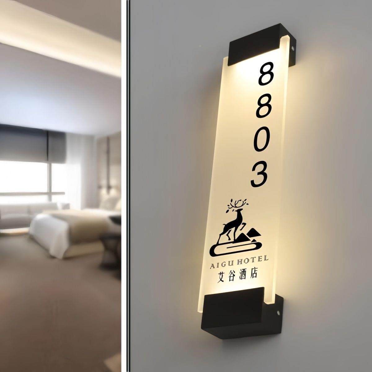 店电子门牌宾馆公寓民宿间房酒标牌电子门显带灯发光餐厅志OAP号