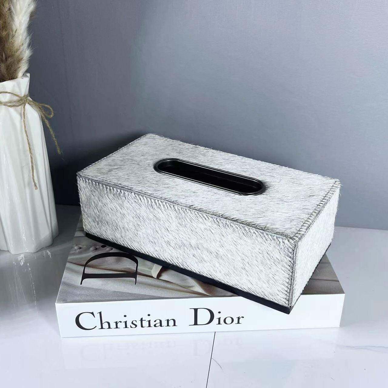 简约厅现轻奢灰马毛纸巾盒代卧室样板HR5678色房客茶几餐桌桌面装