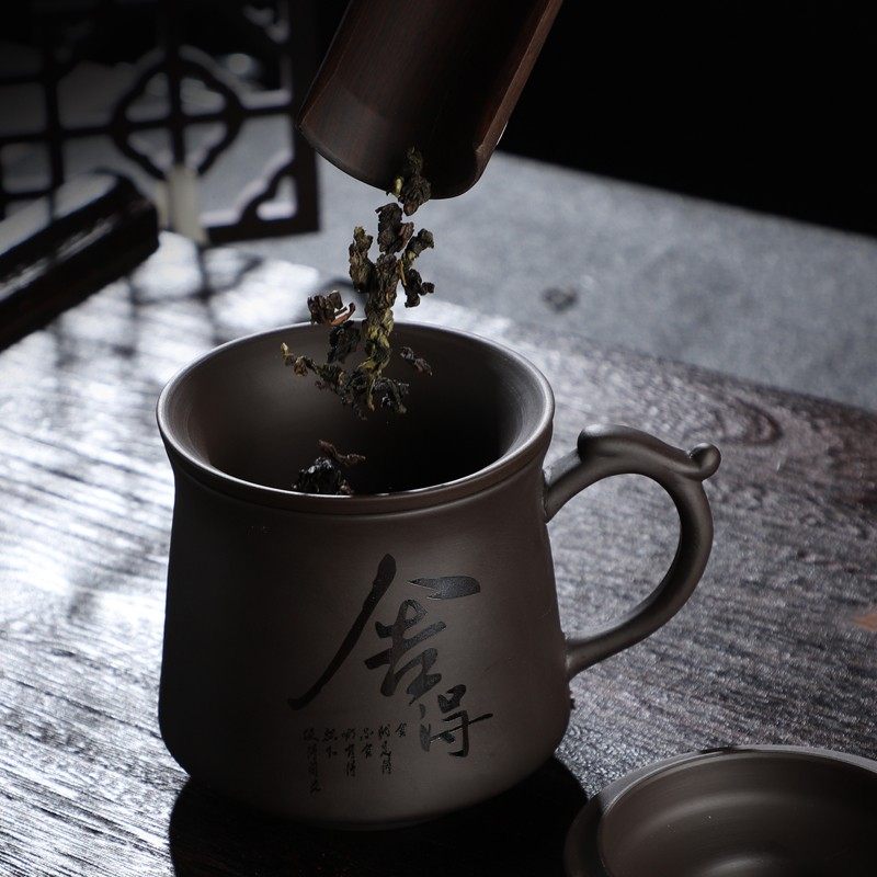 紫砂杯主人杯带盖带过滤家用办公室大容量茶水分离水杯功夫品茗杯