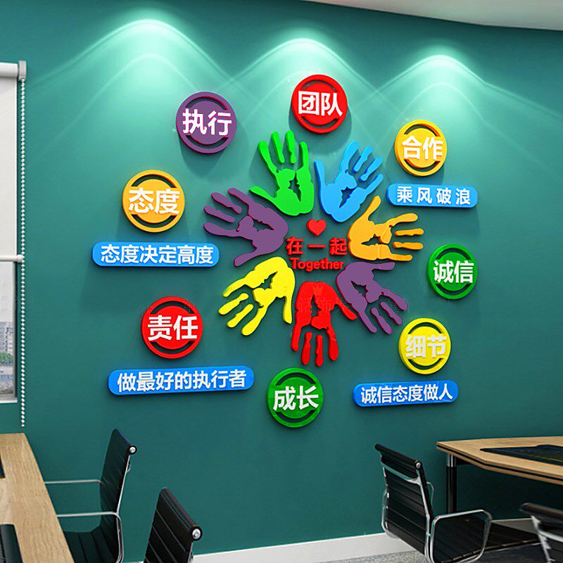 办公室墙面装饰企业会议室布置公司高级感文化墙团队励志标语墙贴,家居饰品,软装墙贴,淘宝优惠券,粉丝福利购,淘宝优惠卷