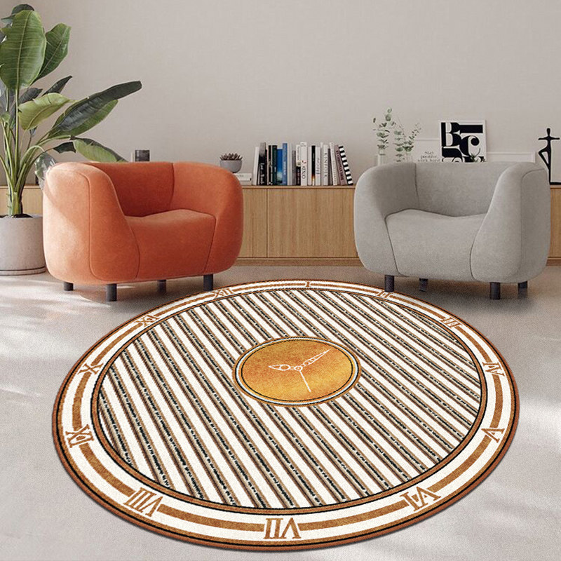 欧美古董怀表圈绒地毯吊篮客厅卧室沙发毯休闲角圆形艺术垫衣帽间