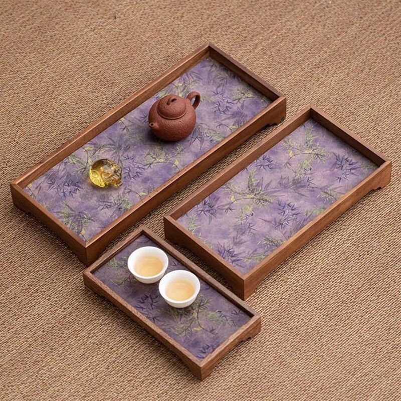 胡桃木茶盘干泡台高端实木办公室家用小型茶台长方形茶具茶托盘